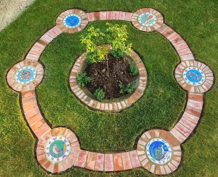 The six mosaic roundels in-situ at Morndyke